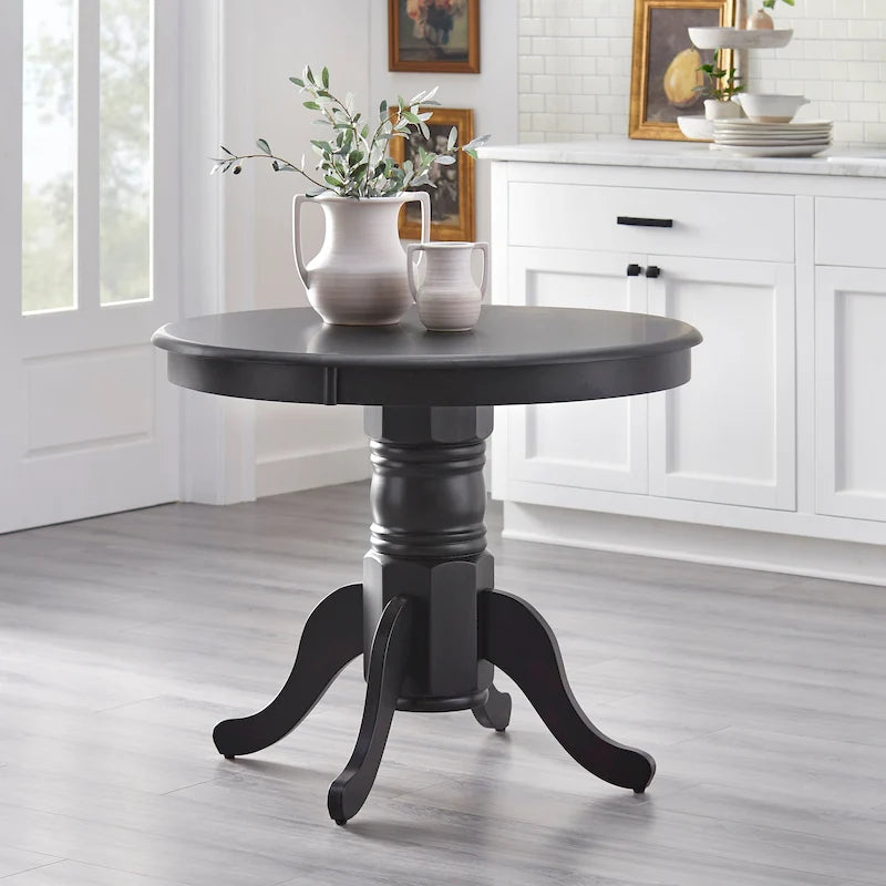 Matte Black Round Dining Table - 40" Pedestal Base
