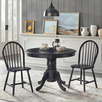Matte Black Round Dining Table - 40" Pedestal Base