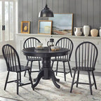 Matte Black Round Dining Table - 40" Pedestal Base