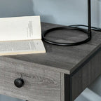 HOMCOM Industrial Side Table with Storage Shelf, Accent Table with Drawer for Living Room, or Bedroom, Rustic Brown