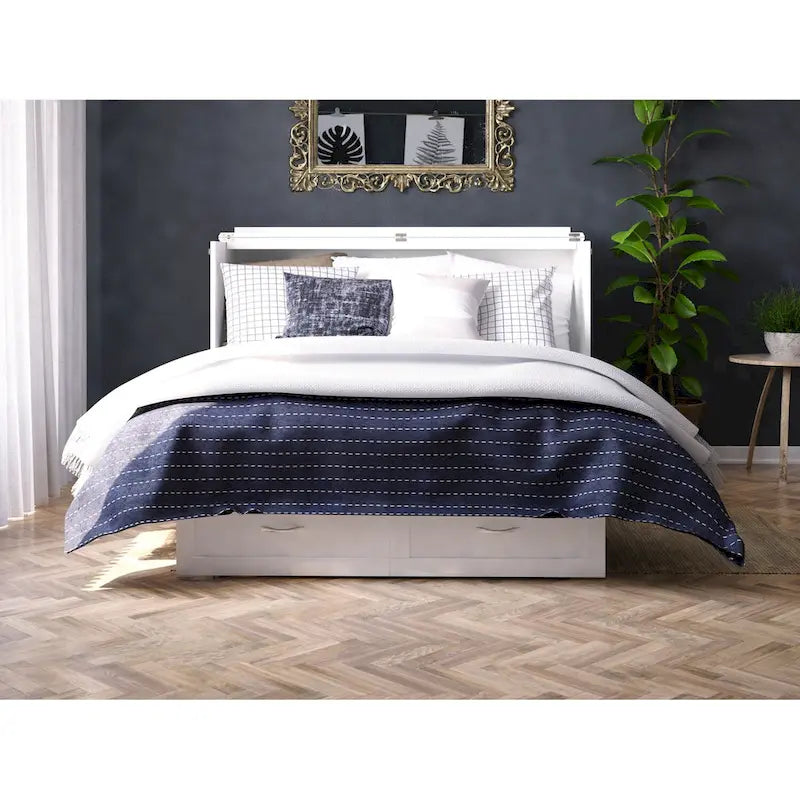 Monroe Queen Murphy Bed Chest with Mattress and Built-In Charger