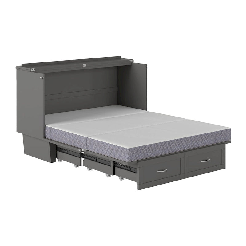 Monroe Queen Murphy Bed Chest with Mattress and Built-In Charger