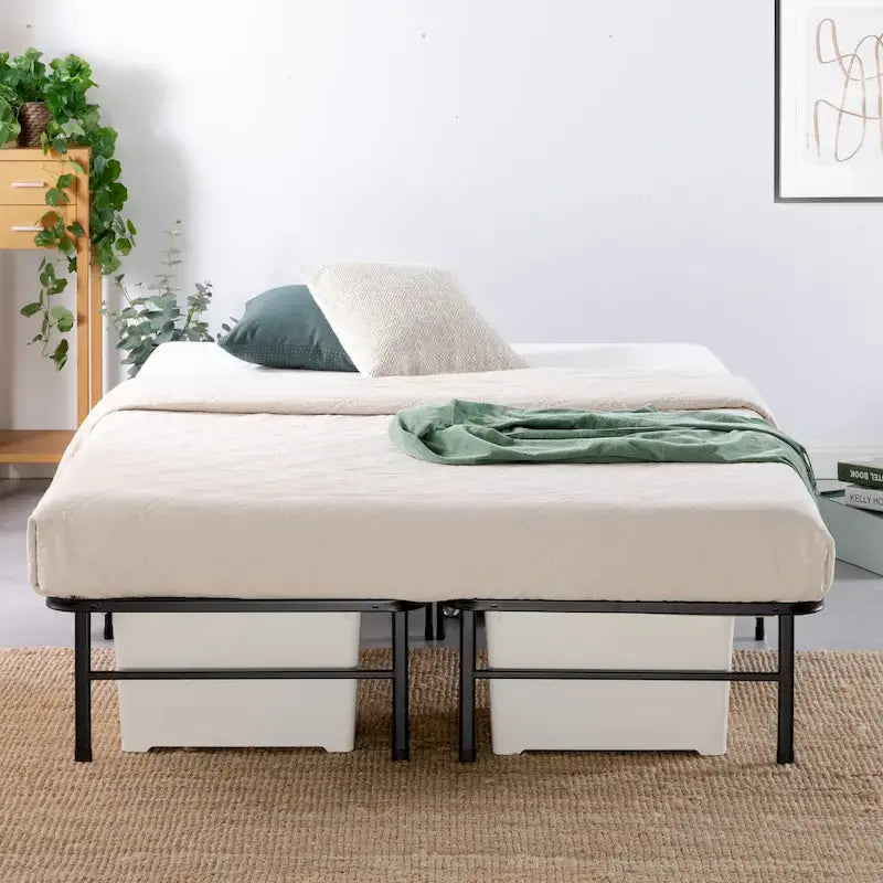 Priage by ZINUS Black Metal SmartBase 14 Inch Essential Mattress Foundation with Bamboo Slats