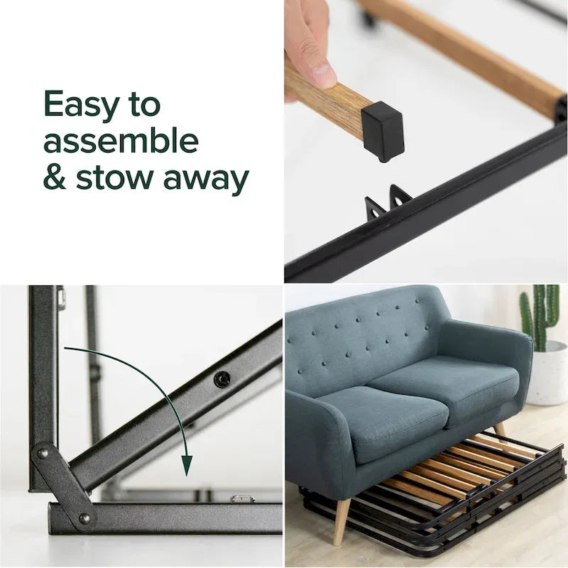Priage by ZINUS Black Metal SmartBase 14 Inch Essential Mattress Foundation with Bamboo Slats