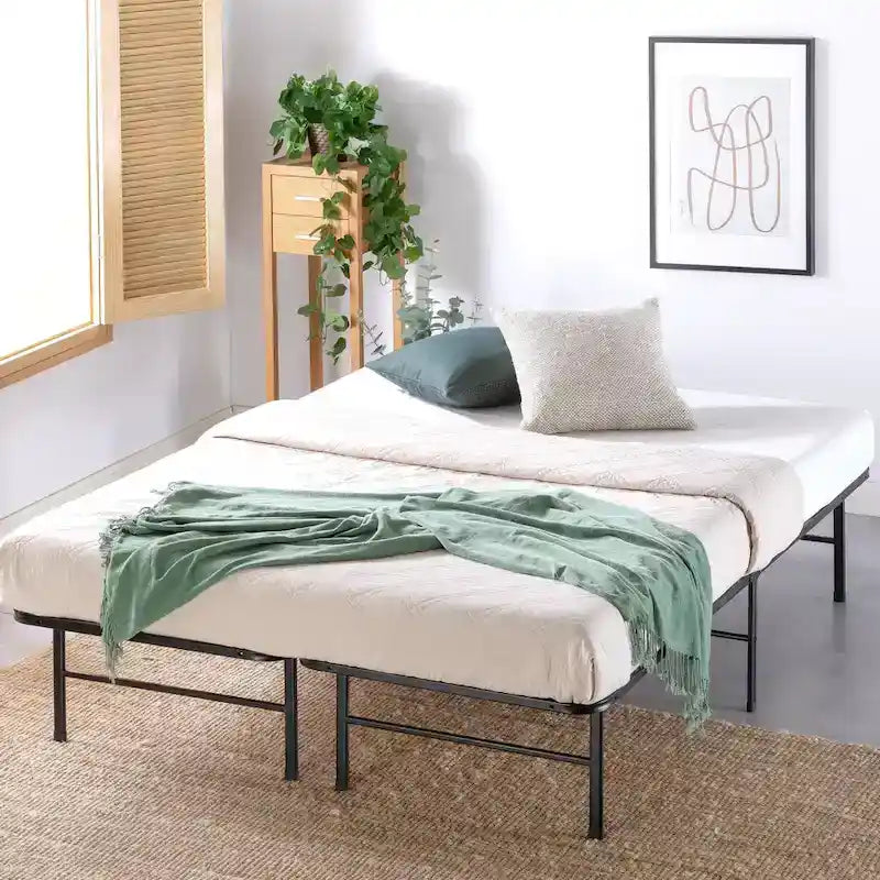 Priage by ZINUS Black Metal SmartBase 14 Inch Essential Mattress Foundation with Bamboo Slats