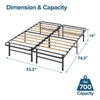 Priage by ZINUS Black Metal SmartBase 14 Inch Essential Mattress Foundation with Bamboo Slats