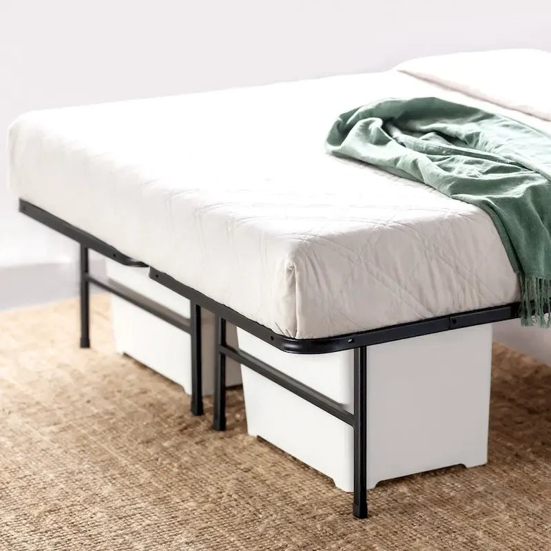 Priage by ZINUS Black Metal SmartBase 14 Inch Essential Mattress Foundation with Bamboo Slats