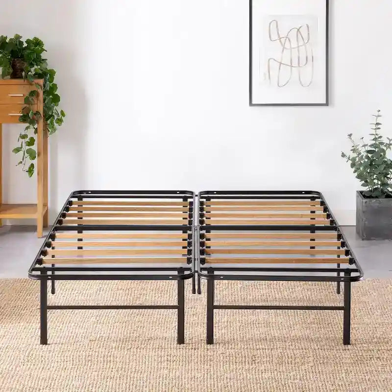 Priage by ZINUS Black Metal SmartBase 14 Inch Essential Mattress Foundation with Bamboo Slats