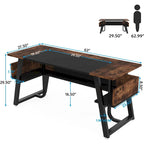 63 Office Executive Computer Writing Desk: Storage Shelf, Modern Simple Workstation