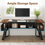 63 Office Executive Computer Writing Desk: Storage Shelf, Modern Simple Workstation