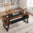 63 Office Executive Computer Writing Desk: Storage Shelf, Modern Simple Workstation