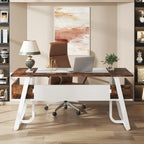 63 Office Executive Computer Writing Desk: Storage Shelf, Modern Simple Workstation