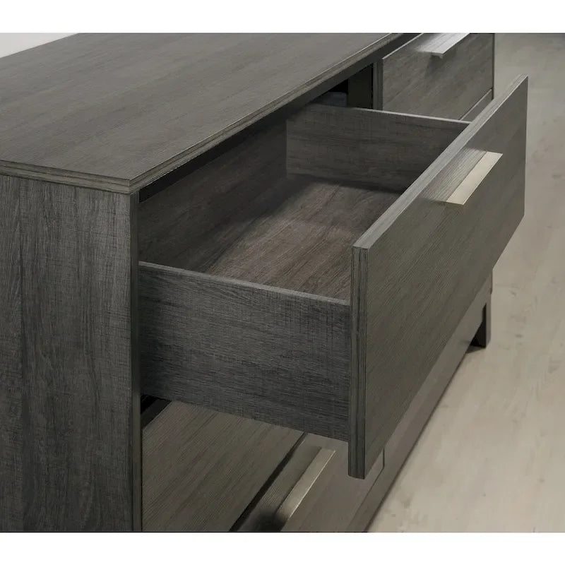 Roundhill Furniture Ioana 187 Queen 6-pc. Antiqued Grey Wood Bedroom Set