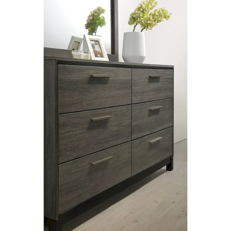 Roundhill Furniture Ioana 187 Queen 6-pc. Antiqued Grey Wood Bedroom Set