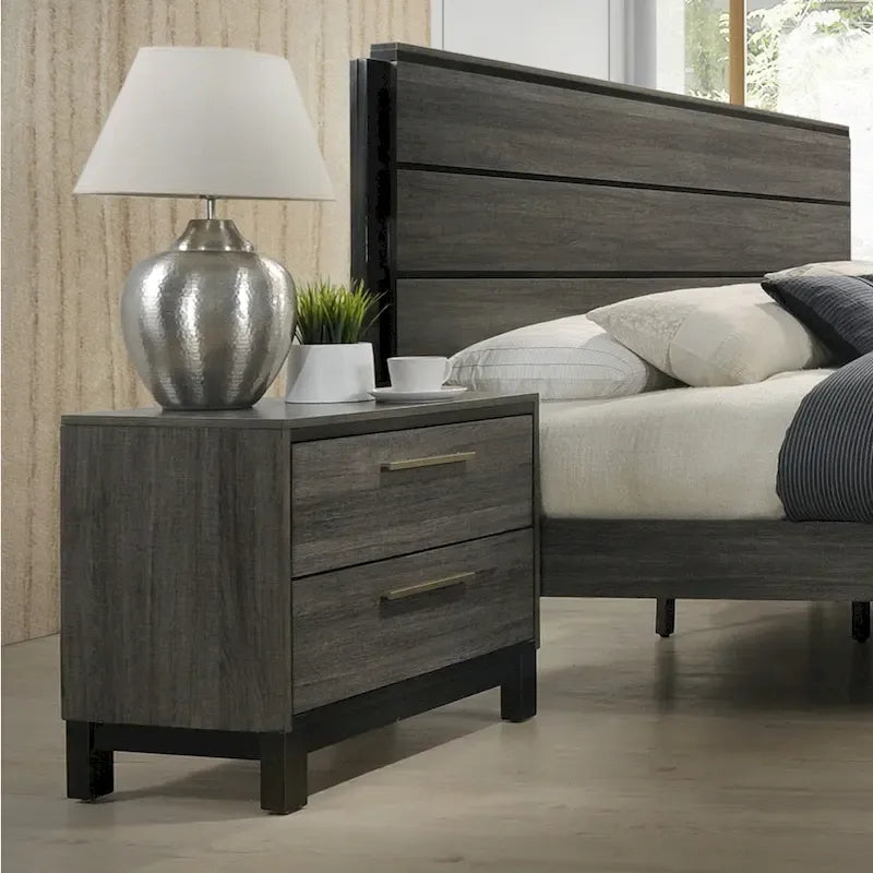 Roundhill Furniture Ioana 187 Queen 6-pc. Antiqued Grey Wood Bedroom Set