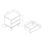DH BASIC Mid-Century Modern Distressed Grey 2-Drawer Nightstand with Knobs by Denhour
