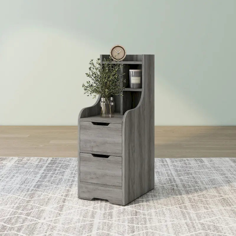 DH BASIC Contemporary 2-Drawer Nightstand with Shelf by Denhour