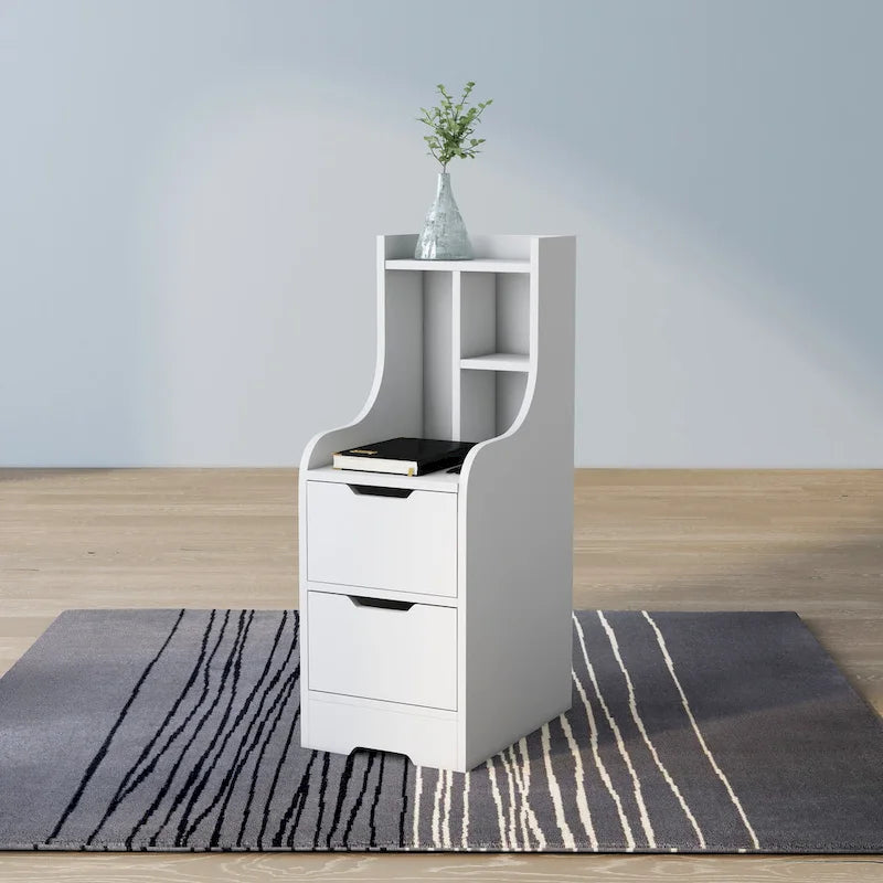 DH BASIC Contemporary 2-Drawer Nightstand with Shelf by Denhour