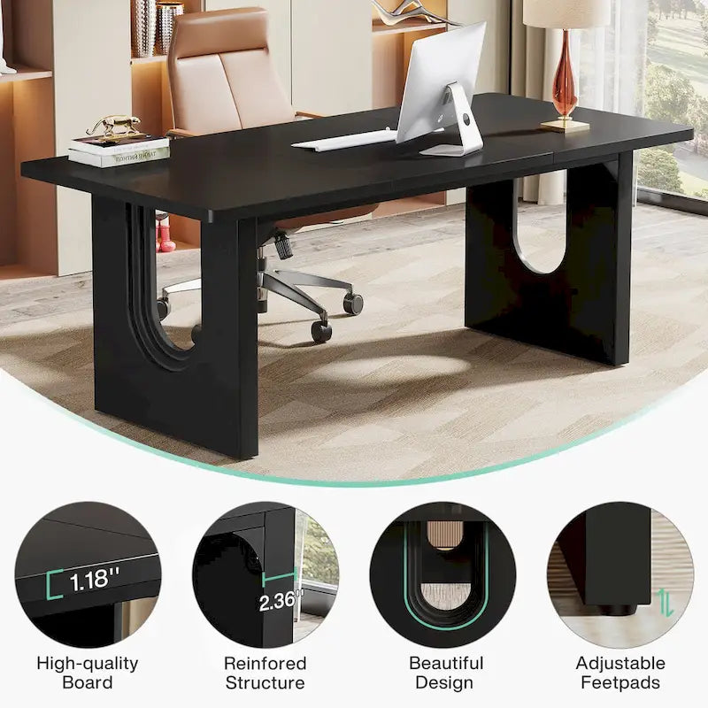 Modern Office Executive Desk, 70.9 Large Computer Desk Conference Table for Meeting
