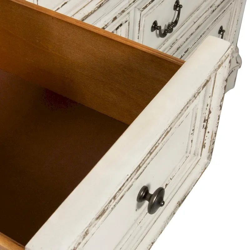 Magnolia Manor Upholstered Bed, Dresser and Mirror, and Nightstand Set