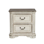 Magnolia Manor Upholstered Bed, Dresser and Mirror, and Nightstand Set