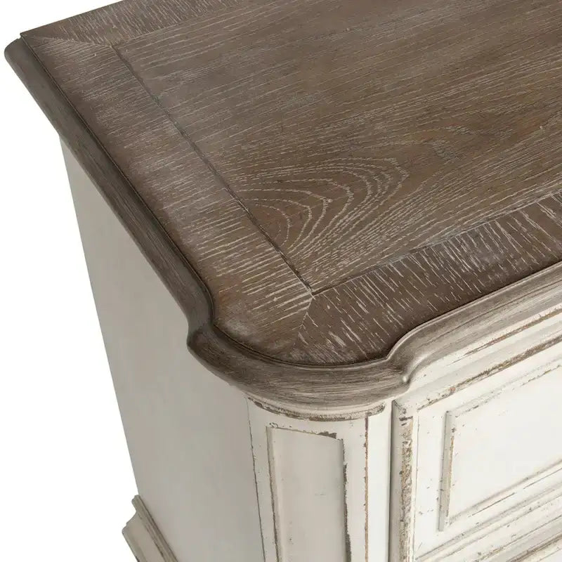 Magnolia Manor Upholstered Bed, Dresser and Mirror, and Nightstand Set