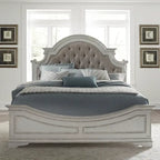 Magnolia Manor Upholstered Bed, Dresser and Mirror, and Nightstand Set