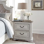 Magnolia Manor Upholstered Bed, Dresser and Mirror, and Nightstand Set
