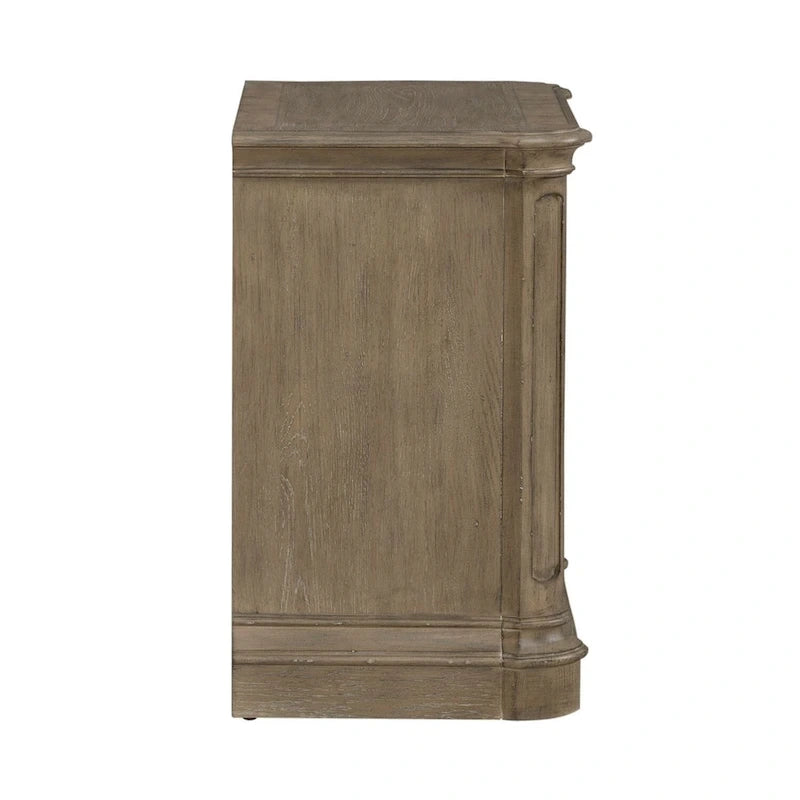 Magnolia Manor Upholstered Bed, Dresser and Mirror, and Nightstand Set