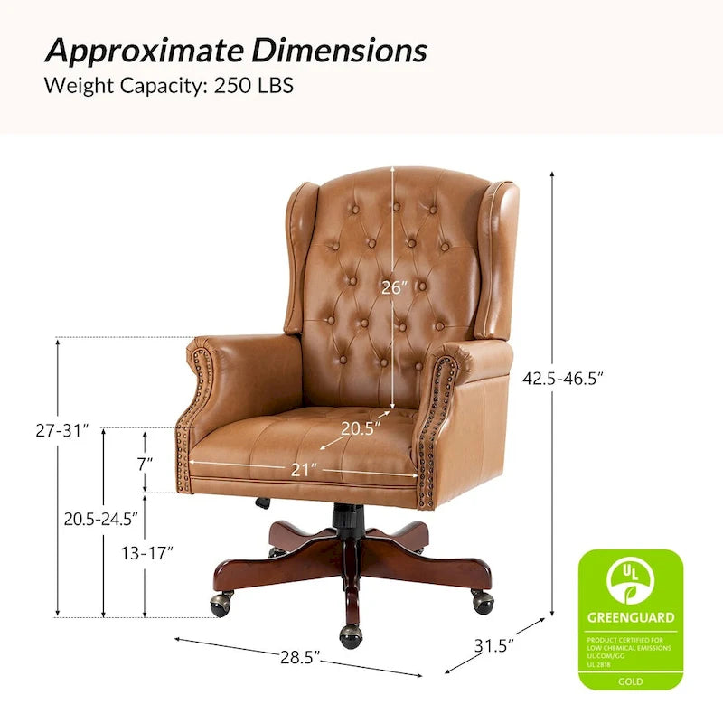Maximiliano Modern Swivel Executive Chair with Tufted Back by HULALA HOME