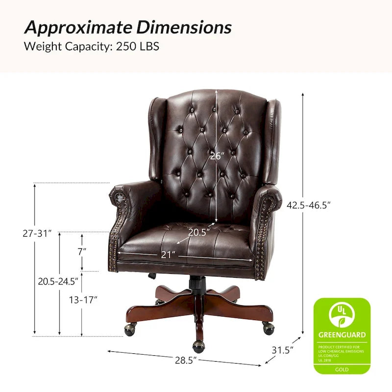 Maximiliano Modern Swivel Executive Chair with Tufted Back by HULALA HOME