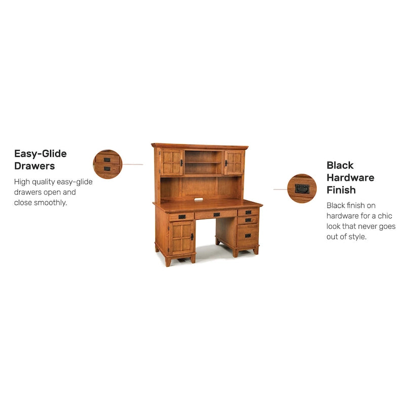 Homestyles Arts and Crafts Cottage Pedestal Desk and Hutch Set