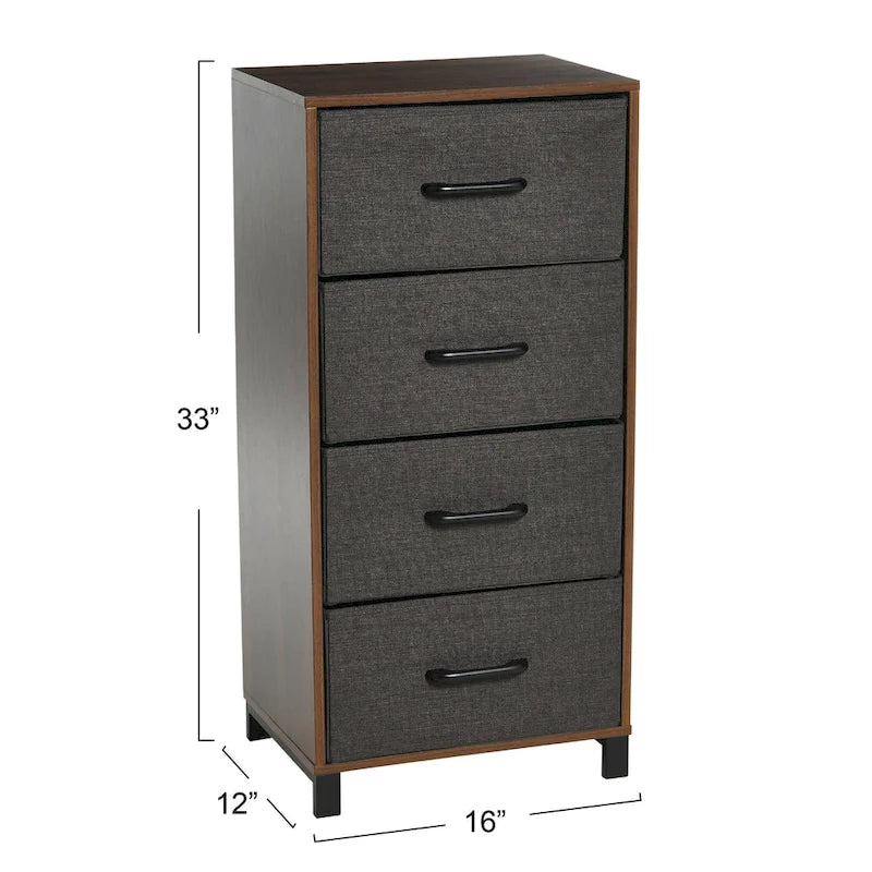 Household Essentials Dresser Tower Chest with 4 Storage Drawers