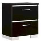 Lofa Modern Glossy Black Wood 2-Drawer Nightstand with USB Ports by Furniture of America