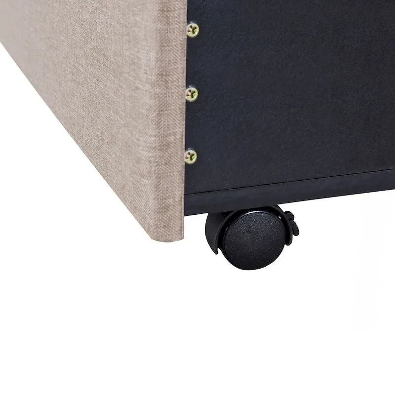Queen Size Storage Bed Linen Upholstered Platform Bed with 3 Drawers