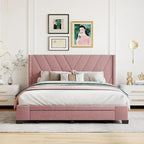 Queen Size Storage Bed Linen Upholstered Platform Bed with 3 Drawers