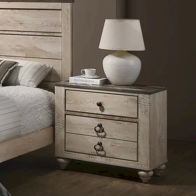Roundhill Furniture Imerland 5-pc. Contemporary King-sized Whitewashed Bedroom Set