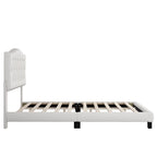 King Size , Modern Upholstered Platform Bed with Headboard, Heavy Duty Button Tufted Bed Frame with Wood Slat Support,Beige