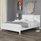 Modern White Solid Wood Queen Platform Bed