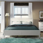 Modern White Solid Wood Queen Platform Bed