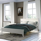 Modern White Solid Wood Queen Platform Bed