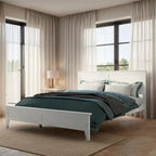 Modern White Solid Wood Queen Platform Bed