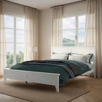 Modern White Solid Wood Queen Platform Bed