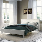 Modern White Solid Wood Queen Platform Bed