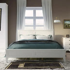 Modern White Solid Wood Queen Platform Bed