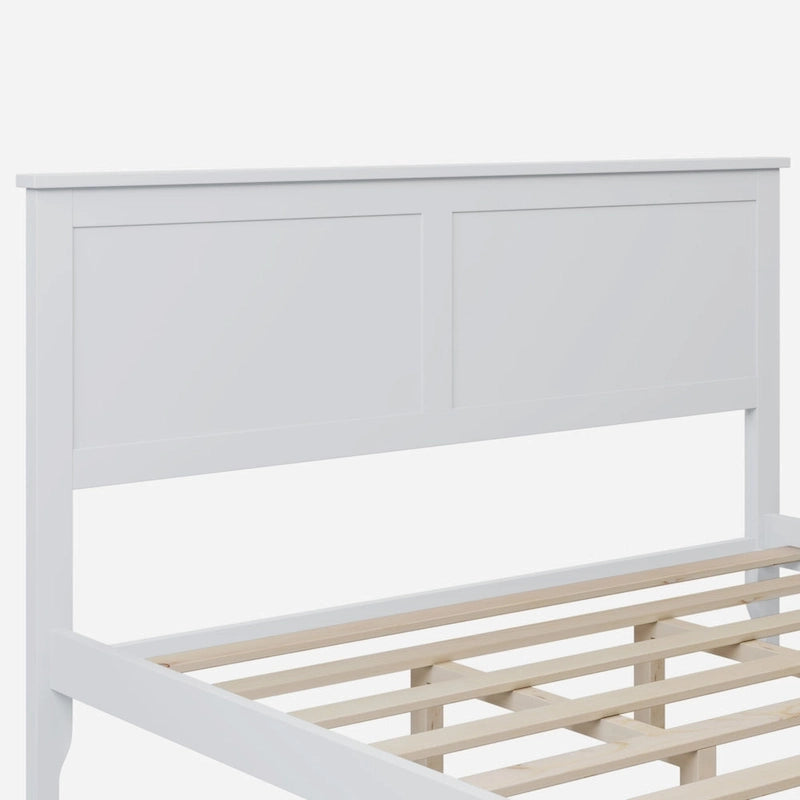Modern White Solid Wood Queen Platform Bed