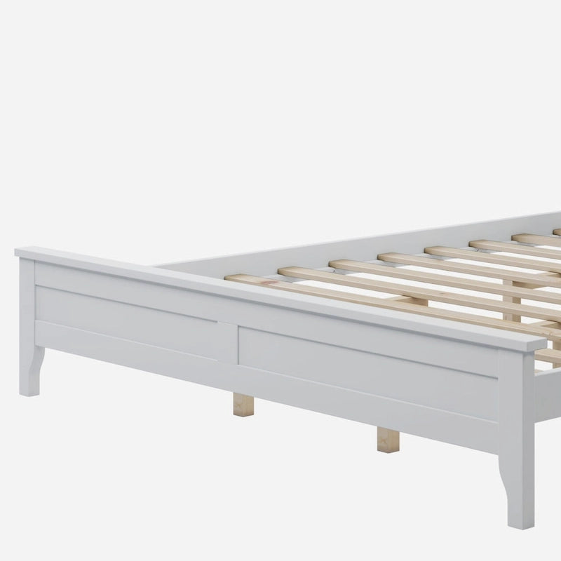 Modern White Solid Wood Queen Platform Bed