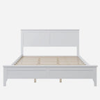 Modern White Solid Wood Queen Platform Bed