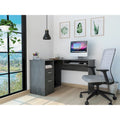 FM Furniture Raleigh L-Shaped Desk with Two Drawers, One Shelf and CPU Storage