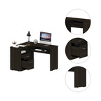 FM Furniture Raleigh L-Shaped Desk with Two Drawers, One Shelf and CPU Storage